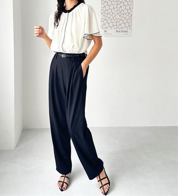 GeeRA（ジーラ）の「前後２ＷＡＹ配色フレアー袖ブラウス（ブラウス）」｜詳細画像