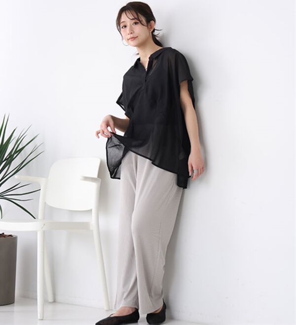 A HAPPY MARILYN（アハッピーマリリン）の「【Ｌ～８Ｌ】丈が選べる！さらトロリブイージーパンツ（ワイドパンツ・ガウチョ）」｜詳細画像