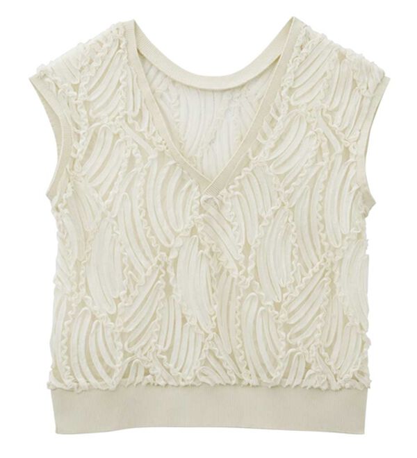 RANAN（ラナン）の「【前後２ＷＡＹ】シアー刺しゅうベスト（ベスト）」｜詳細画像