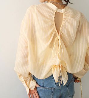 GeeRA（ジーラ）の「シアー素材ストライプマルチウェイシャツ（シャツ）」｜詳細画像