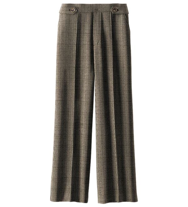 BELLUNA（ベルーナ）の「サマ見え（Ｗ）ストレッチ素材タブ使いワイドパンツ（ワイドパンツ・ガウチョ）」｜詳細画像