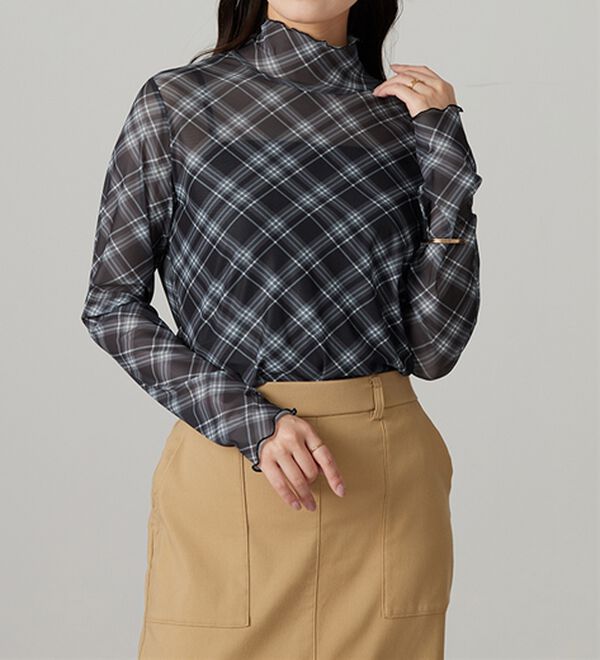 BELLUNA（ベルーナ）の「シアー素材ハイネックインナープルオーバー（カットソー）」｜詳細画像