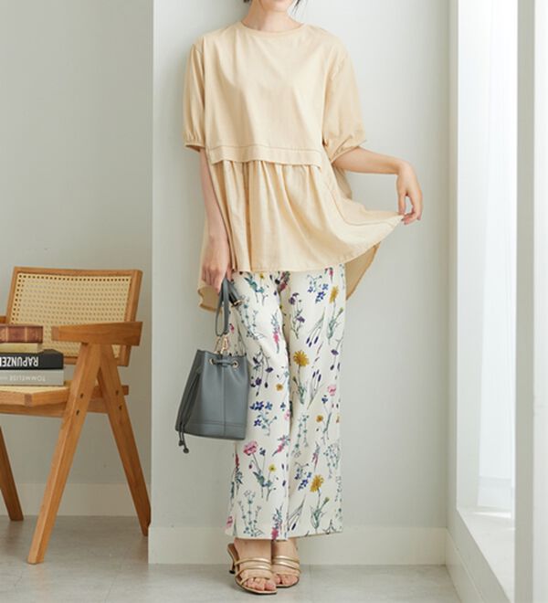 BELLUNA（ベルーナ）の「ギャザー使い異素材切替ふんわりチュニック（チュニック）」｜詳細画像