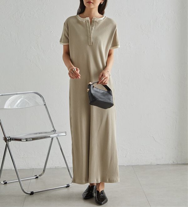 RANAN（ラナン）の「レイヤードヘンリーネックリブワンピース（カットソーワンピース）」｜詳細画像