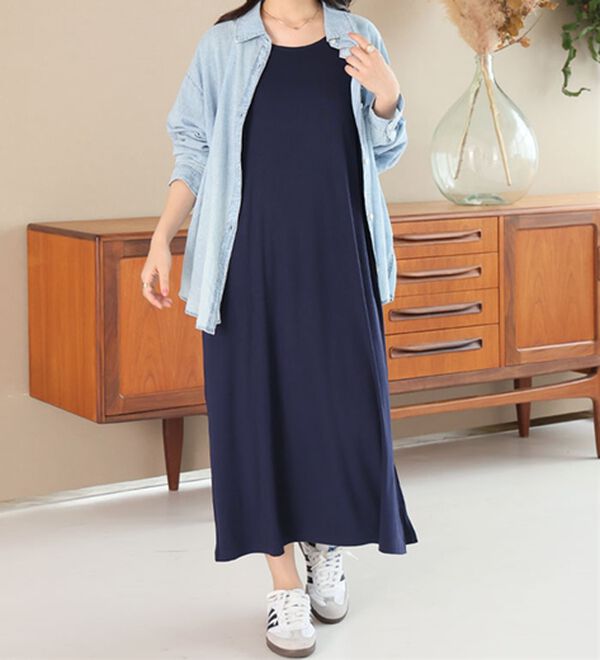 A HAPPY MARILYN（アハッピーマリリン）の「【大きいサイズ】【Ｌ～８Ｌ】スッキリ着痩せワンピース【エブリデイＲｉｂ】（カットソーワンピース）」｜詳細画像