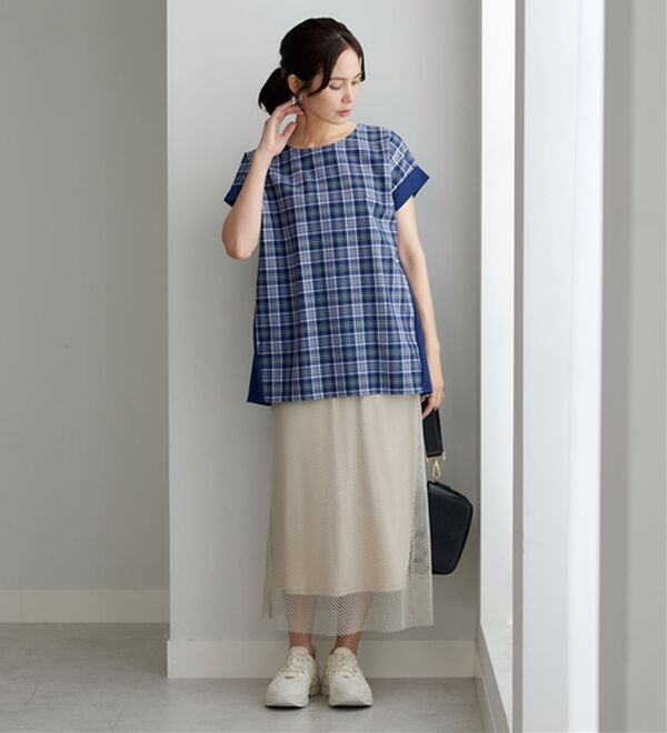 BELLUNA（ベルーナ）の「サッカーチェック切替デザインチュニック（チュニック）」｜詳細画像