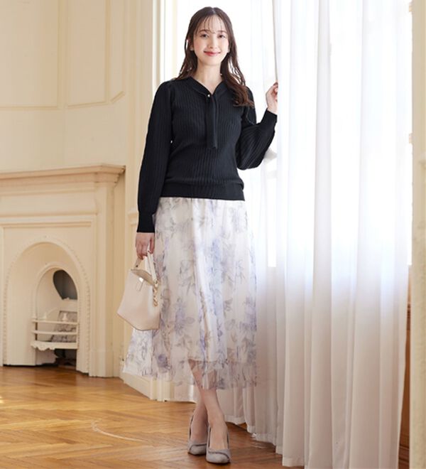 alotta（アロッタ）の「カシミヤタッチボウタイリブニット（ニット・セーター）」｜詳細画像