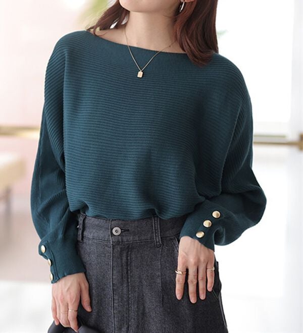 GeeRA（ジーラ）の「【長袖】袖ボタン付ドルマンニットトップス（ニット・セーター）」｜詳細画像