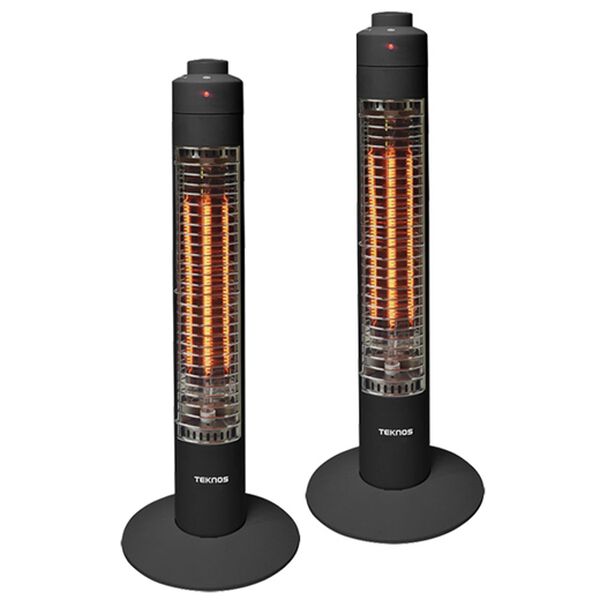 「スリムハロゲンヒーター　同色２個セット（ストーブ・ヒーター）」｜ブラック