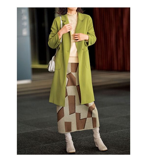 BELLUNA（ベルーナ）の「幾何柄ジャカードニットスカート（ロングスカート）」｜詳細画像