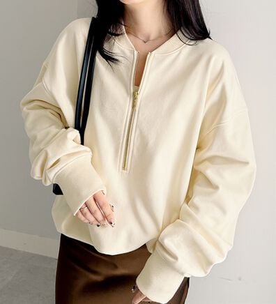 RANAN（ラナン）の「フロントハーフジップスウェット（カットソー）」