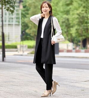 Viola e Viola（ヴィオラ エ ヴィオラ）の「美ラインを叶える！ロングベストセットアップ（パンツスーツ）」｜ブラック