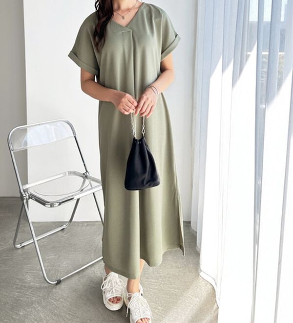 GeeRA（ジーラ）の「ひんやり快適！ジャカードスキッパーワンピ（カットソーワンピース）」｜詳細画像