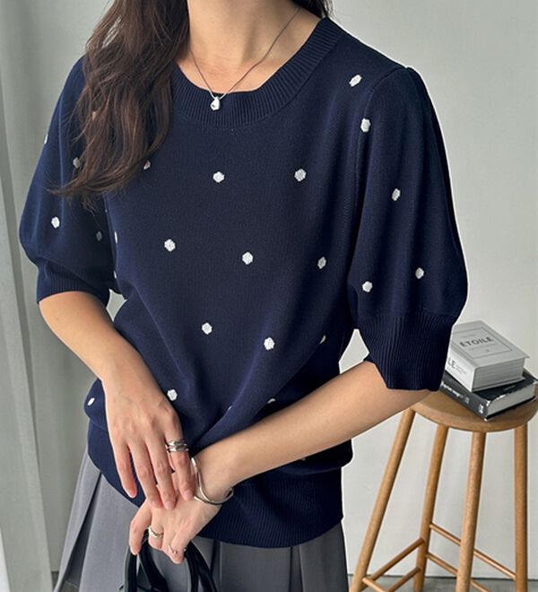 ドット柄ジャガードトップス - ベルーナ【公式】