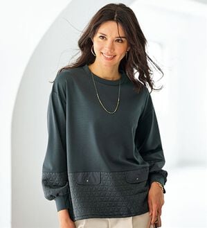 BELLUNA（ベルーナ）の「キルト切替スピンドル使いプルオーバー（カットソー）」｜チャコール