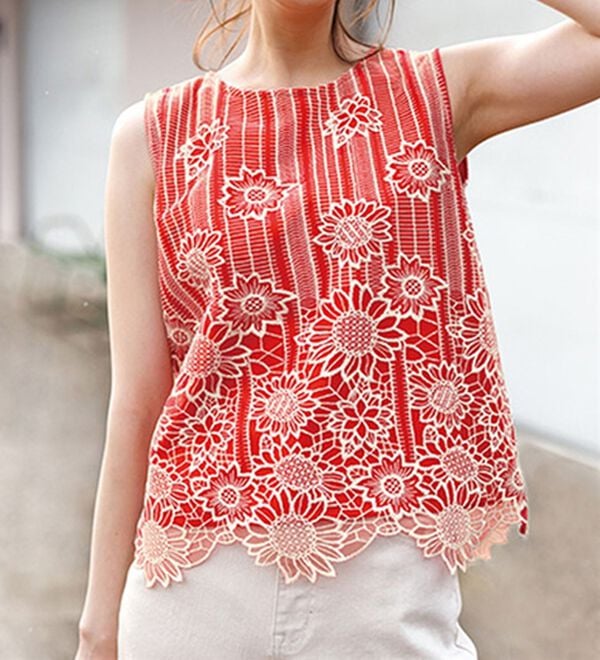 RANAN（ラナン）の「ひんやり！レース使いプルオーバー（ブラウス）」｜詳細画像