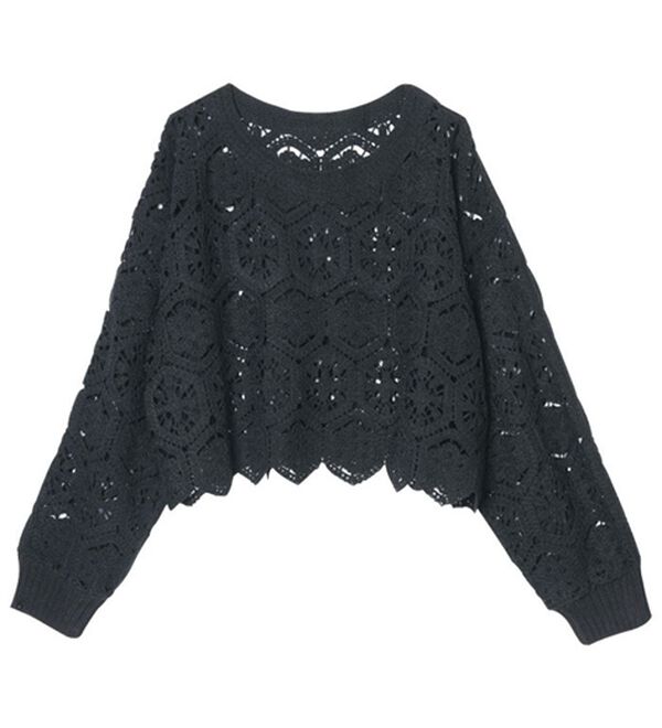 RANAN（ラナン）の「かぎ針風ショート丈プルオーバー（ニット・セーター）」｜詳細画像