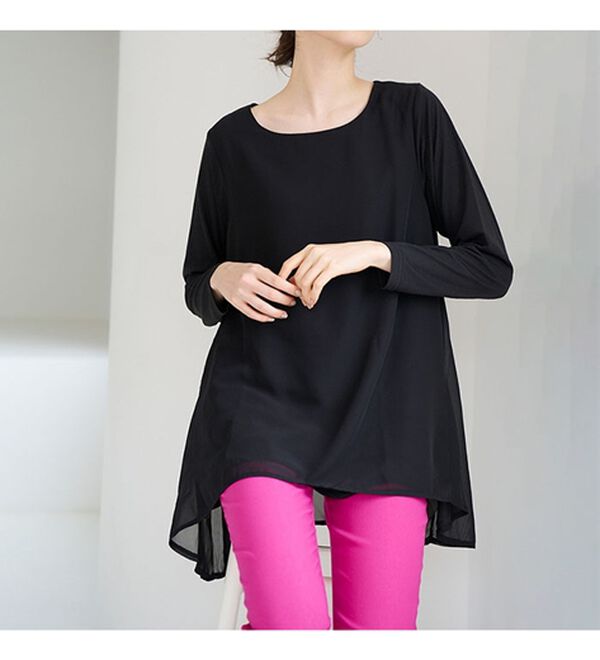 RANAN（ラナン）の「【裏微起毛】異素材切替チュニック（カットソー）」｜詳細画像