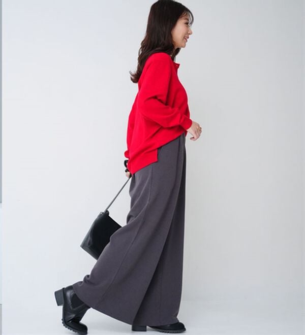 A HAPPY MARILYN（アハッピーマリリン）の「【Ｌ～８Ｌ】もわもわシャギーで下半身の冷え対策！選べる３丈 裏起毛 裏シャギー ワイドパンツ（ワイドパンツ・ガウチョ）」｜詳細画像