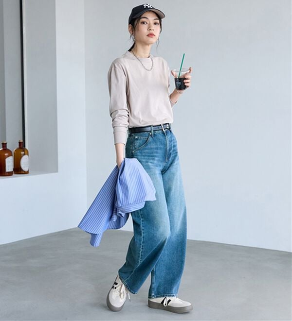 BELLUNA（ベルーナ）の「【汗ジミ対策◎】＜エアリーアイスコットン＞オーバーサイズＴシャツ【選べる袖丈】（カットソー）」｜詳細画像