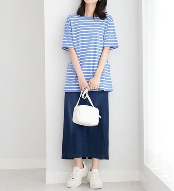 BELLUNA（ベルーナ）の「サイドポケット使いボーダー柄チュニック（チュニック）」｜詳細画像