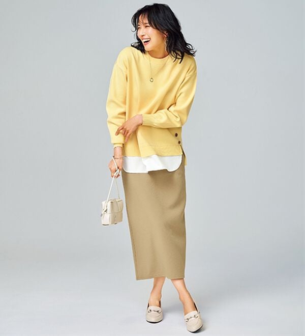 BELLUNA（ベルーナ）の「裾ボタン重ね着風ニットプルオーバー（ニット・セーター）」｜詳細画像