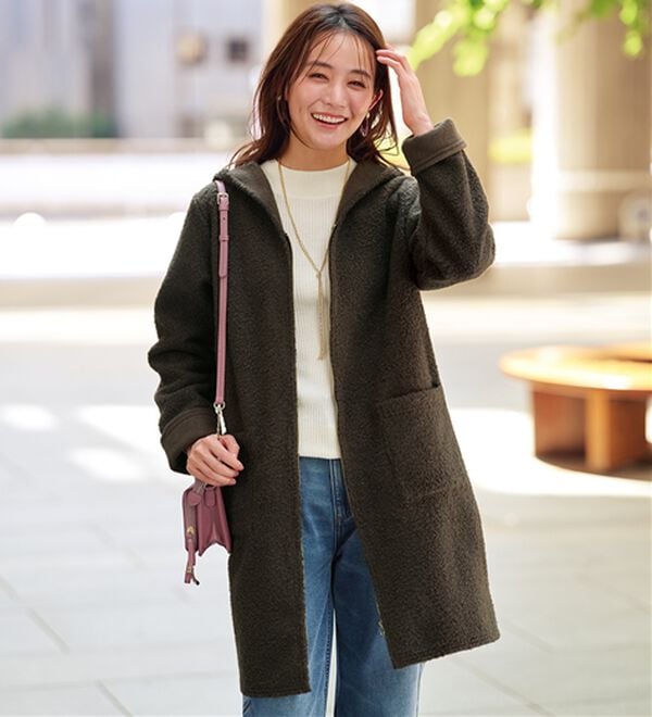 BELLUNA（ベルーナ）の「ボア素材フードデザインコート（ロングコート）」｜詳細画像