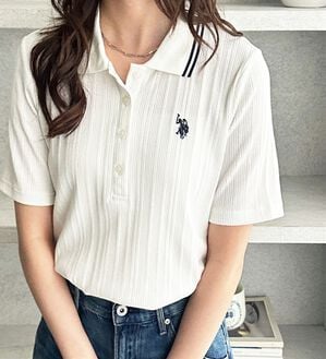 GeeRA（ジーラ）の「【ＵＳ．ＰＯＬＯ．ＡＳＳＮ】ランダムリブポロシャツ（カットソー）」｜オフホワイト系