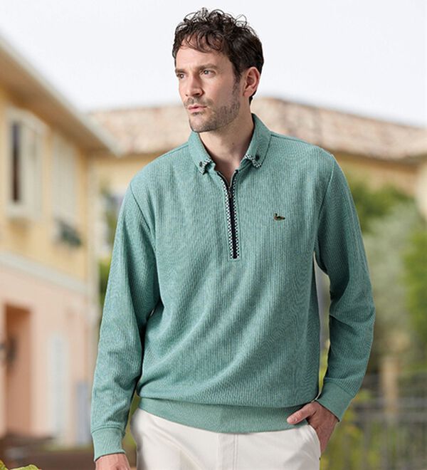 「＜デコイ＞衿デザイン杢調トレーナー（メンズトレーナー）」｜詳細画像