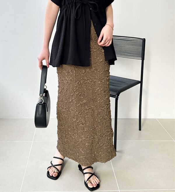 GeeRA（ジーラ）の「スリットジャカードスカート（ロングスカート）」｜詳細画像