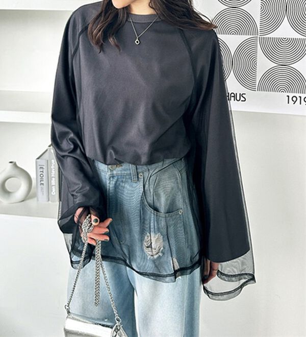 GeeRA（ジーラ）の「チュールレイヤードロンＴ（Tシャツ）」｜詳細画像