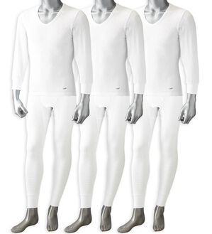 「＜クロコダイル＞さざ波生地が心地良いケアするインナー（Ｒ）上下組（メンズ肌着・インナーウェア）」｜ホワイト 上下3着組