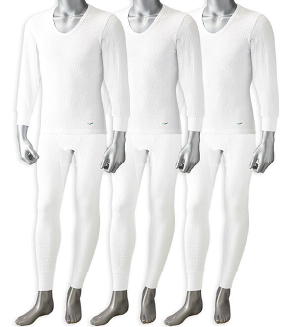 「＜クロコダイル＞さざ波生地が心地良いケアするインナー（Ｒ）上下組（メンズ肌着・インナーウェア）」｜ホワイト 上下3着組