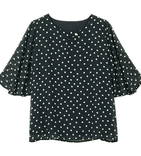 RANAN（ラナン）の「【ひんやり】フレアー袖シフォンブラウス（ブラウス）」｜詳細画像