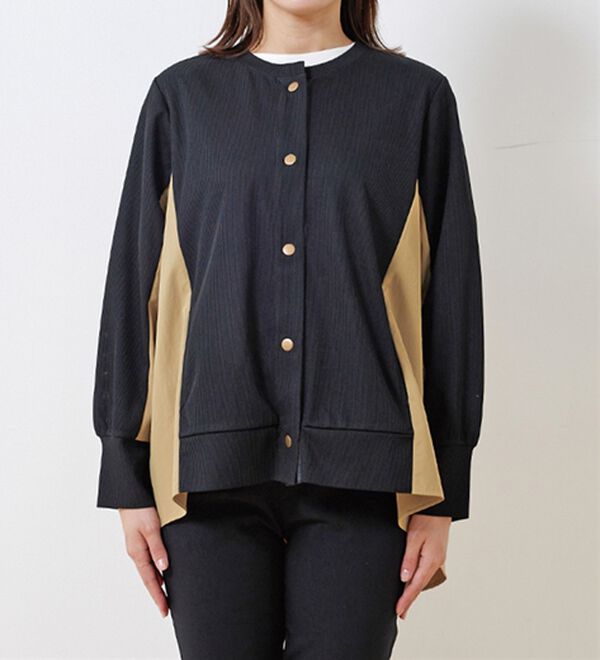 BELLUNA（ベルーナ）の「【Ｌａｇｒｉｌｕａ】異素材切替バックフレアー配色カーディガン（その他カーディガン）」｜詳細画像