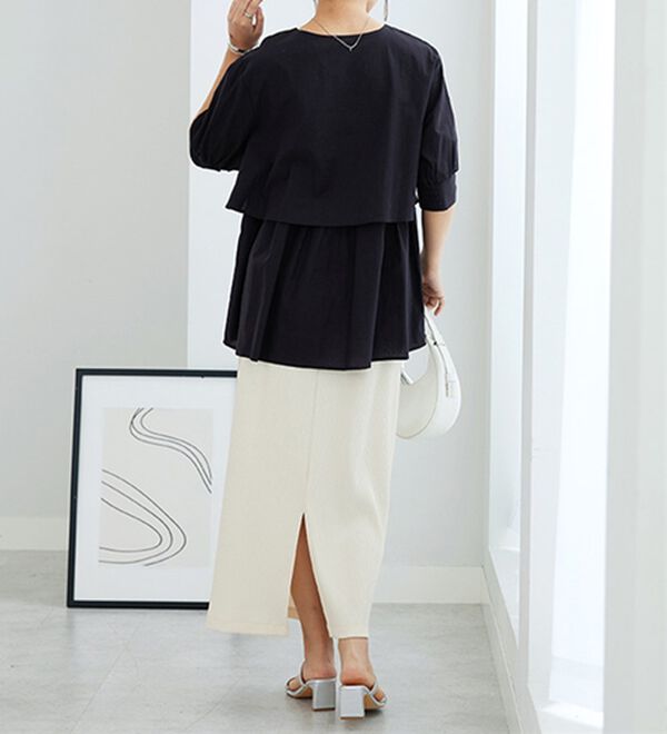 GeeRA（ジーラ）の「【華奢見え】羽織にもなる！ペプラムシャツチュニック（チュニック）」｜詳細画像