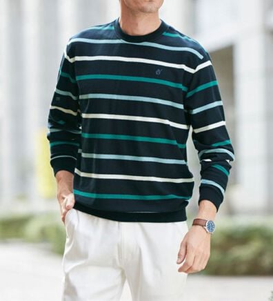 「＜コムルヴァン・オム＞爽やか梨地の大人サマートレーナー（メンズトレーナー）」