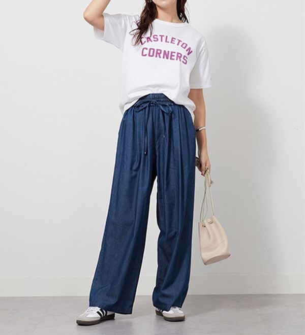 GeeRA（ジーラ）の「【接触冷感】穿いて感激！キレイ見えする楽ちんワイドデニムパンツ（ワイドパンツ・ガウチョ）」｜詳細画像