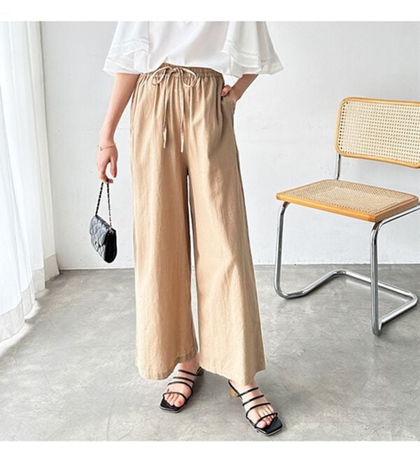 GeeRA（ジーラ）の「麻入りリラックスワイドパンツ（ワイドパンツ・ガウチョ）」｜詳細画像