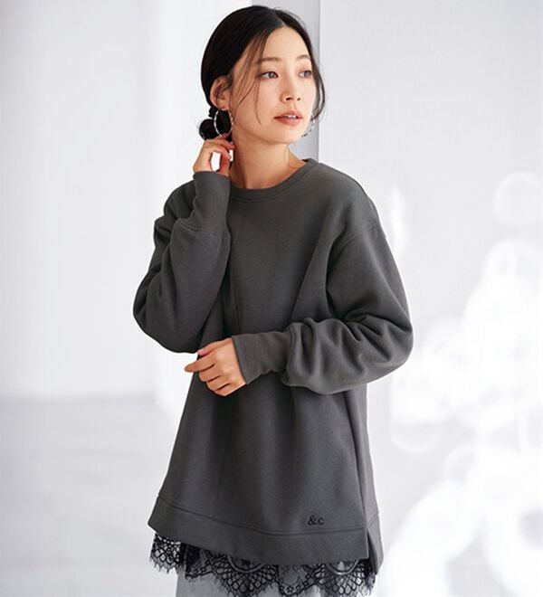 BELLUNA（ベルーナ）の「＜＆ｃｏｃｏｃｈｉ＞あったかキレイ大人のトレーナー（トレーナー・スウェット）」｜チャコール
