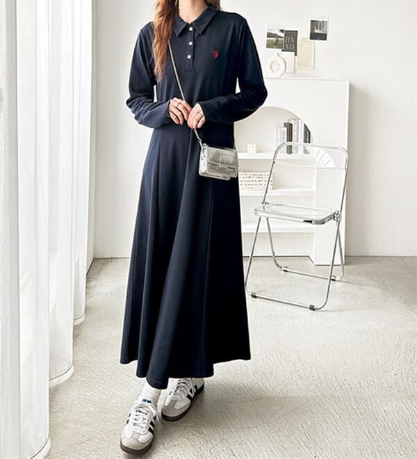 GeeRA（ジーラ）の「【U.S. POLO ASSN.】ポロ衿カットソーワンピース（その他ワンピース）」｜ネイビー