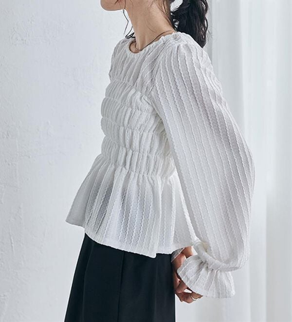 RANAN（ラナン）の「シャーリングカットブラウス（カットソー）」｜詳細画像