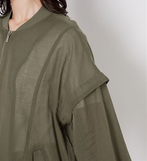 BELLUNA（ベルーナ）の「麻調素材リブ使いシアーブルゾンジャケット（ブルゾン）」｜詳細画像
