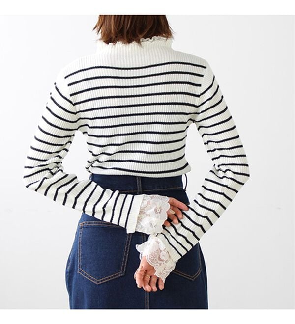 GeeRA（ジーラ）の「大人可愛い！レースが上品なハイネックニット（ニット・セーター）」｜詳細画像