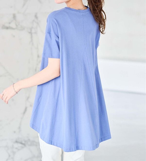 RANAN（ラナン）の「＜ＢＣ＞綿１００％ひんやりフレアーシルエットチュニック（カットソー）」｜詳細画像