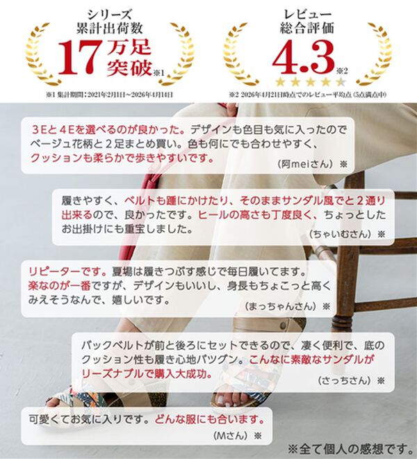 BELLUNA（ベルーナ）の「【３Ｅ/４Ｅ選べる】フットベットウェッジサンダル（サンダル・ミュール）」｜詳細画像