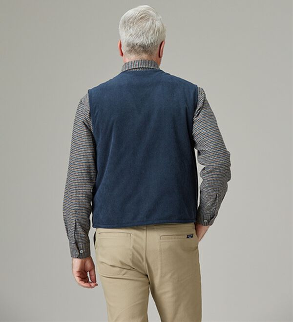 「柔らかコーデュロイ裏ボア多ポケットベスト（メンズベスト）」｜詳細画像