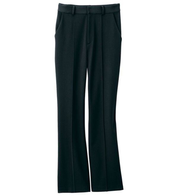 VINNO（ヴィノ）の「ソフトサーモ混裏起毛ストレッチセミフレアーパンツ（フルレングスパンツ）」｜ブラック