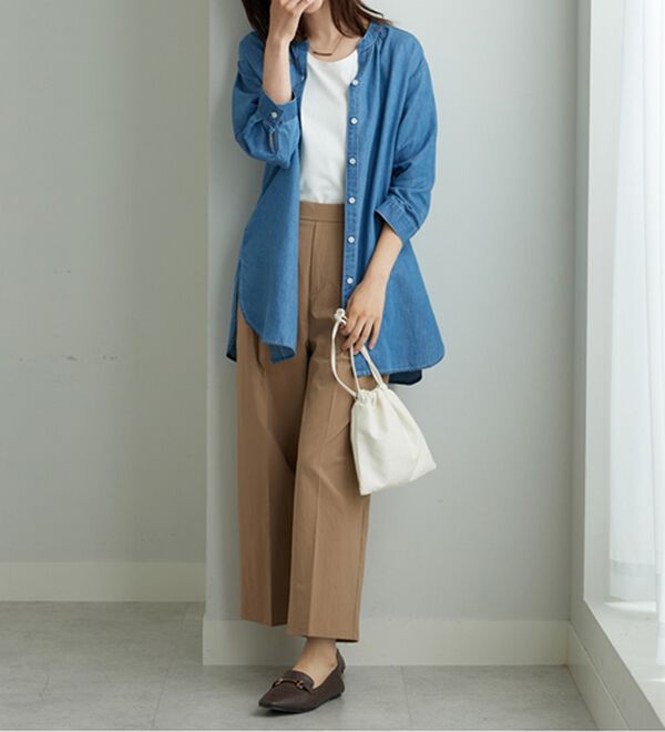 BELLUNA（ベルーナ）の「やわらかデニム素材シャツチュニック（チュニック）」｜詳細画像