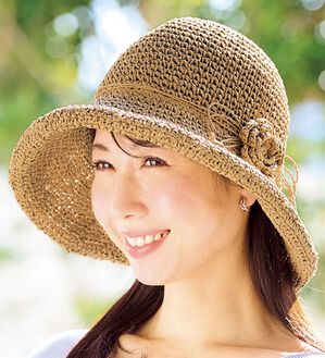 BELLUNA（ベルーナ）の「コサージュ付ペーパー手編みハット（帽子）」｜詳細画像